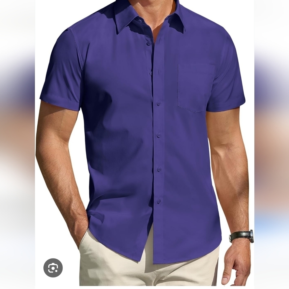 Topman Purple Casual Button Down Summer Cotton Shirt - Size M NWT